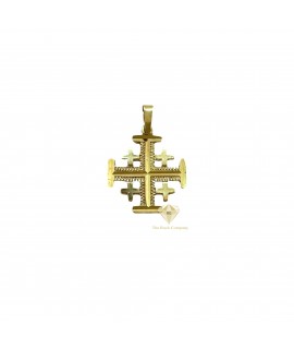 14K Yellow Gold Jerusalem Cross Pendant Handcrafted