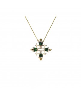 14K gold Opening Jerusalem Cross with Emerald