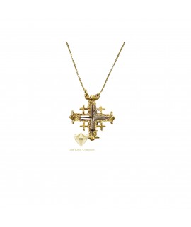 14K Yellow and White Gold Jerusalem Cross Magnetic
