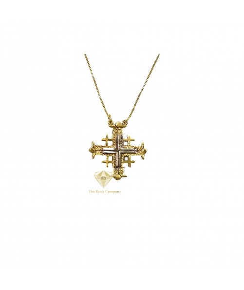 14K Yellow and White Gold Jerusalem Cross Magnetic