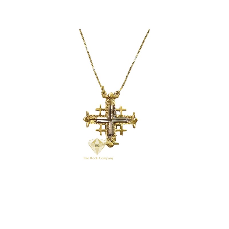 Symbols Of Faith Gold Jerusalem Cross Pendant Necklace 18