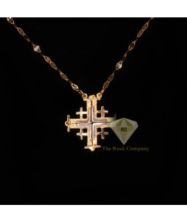 14K Yellow and White Gold Jerusalem Cross Magnetic