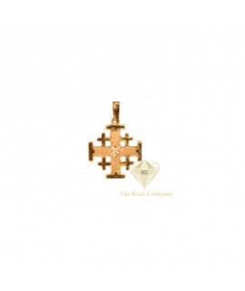 14K Rose and Yellow gold  Jerusalem Cross Pendant With Star Engraving