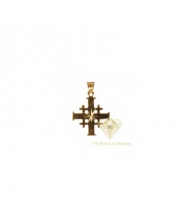 14K Gold Jerusalem Cross Pendant with Bethlehem Star Engraving
