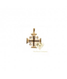 14K Gold and White Jerusalem Cross Pendant