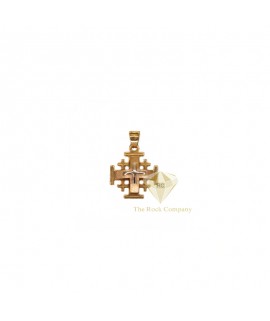 14K Yellow Rose and White Gold Jerusalem Cross Pendant 