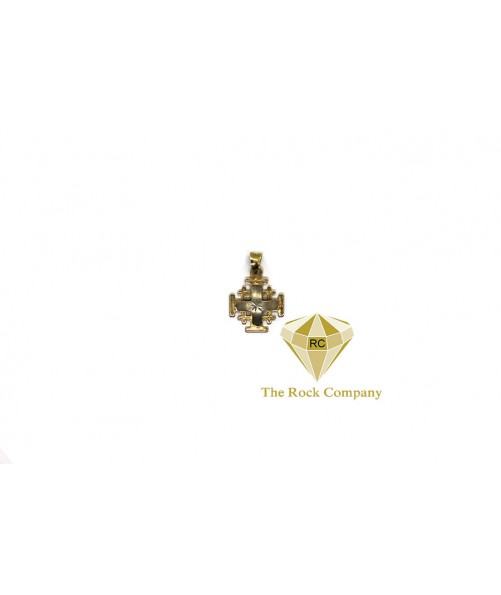 White Gold on Yellow Gold Jerusalem Cross Pendant