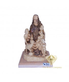 Olive Wood Hand Carved Jesus With The Children