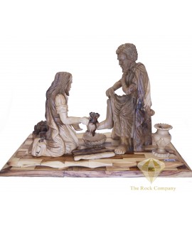 Olive Wood Hand Carved Jesus Washing The Feet