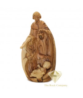 Olive Wood Holy Family Carving