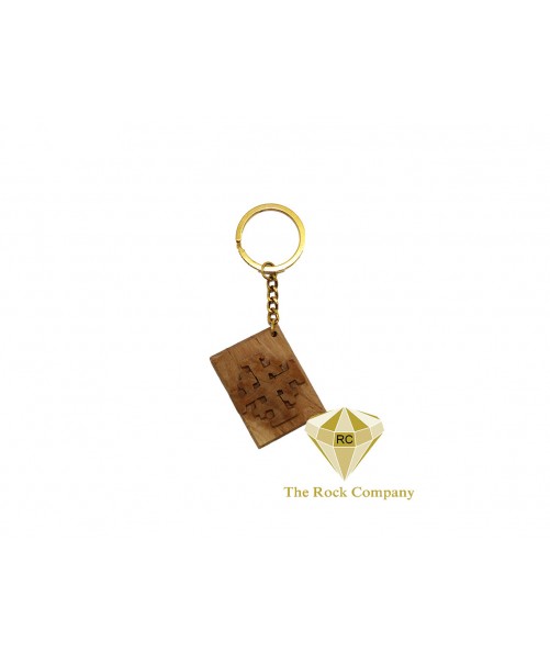 Jerusalem Cross Olive Wood Key Chain