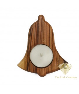 Olive Wood Candle Holder Bell Shape