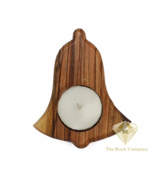 Olive Wood Candle Holder Bell Shape