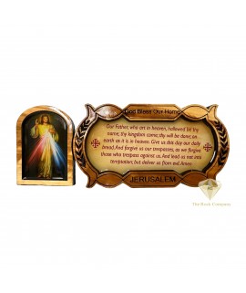 Jesus Sacred Heart Olive Wood, Our Father Prayer,