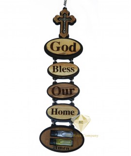 Olive Wood God Bless Our Home Wall Hanging