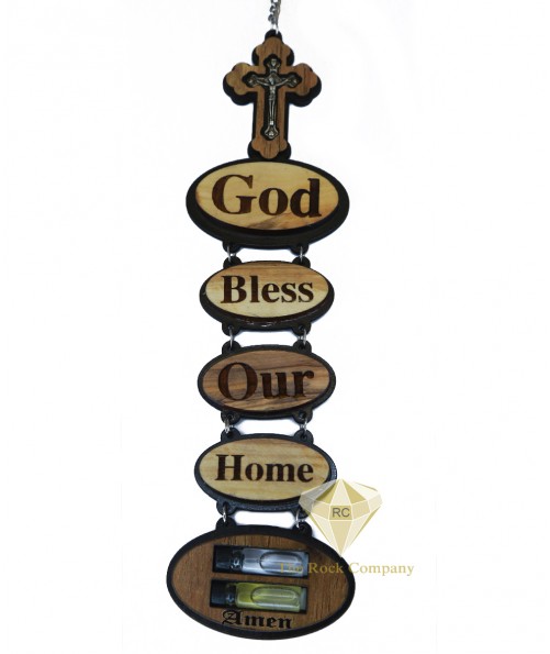 Olive Wood God Bless Our Home Wall Hanging