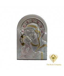 Virgin Mary with baby Jesus silver icon