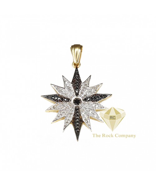 Black And White Diamond Bethlehem Star Pendant 