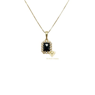 Sapphire and Diamond Gold Pendant Necklace with Chain