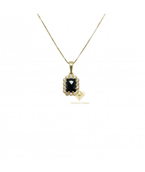 Sapphire and Diamond Gold Pendant Necklace with Chain