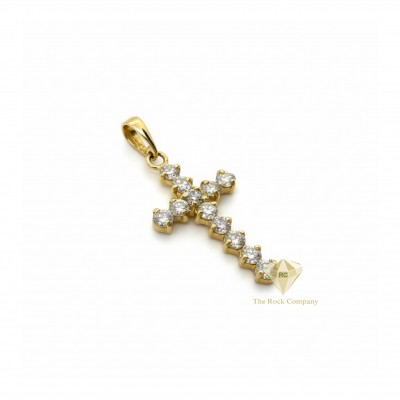 14K Gold Diamond Cross Pendant