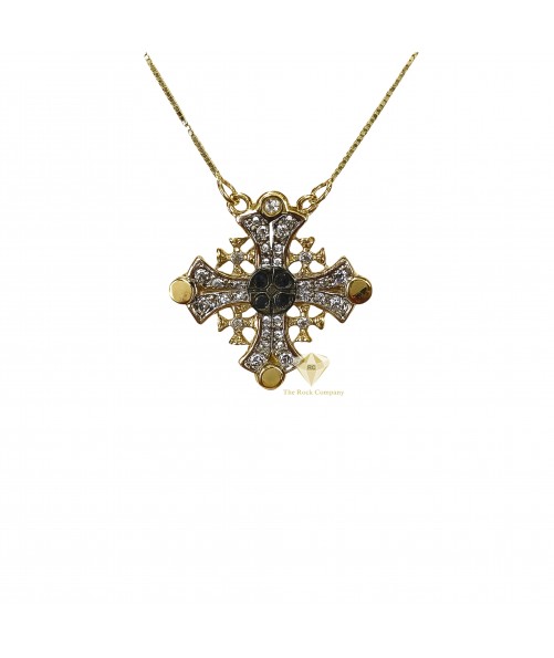 Diamond Jerusalem Cross Magnetic 14K Gold