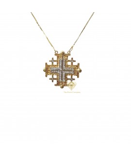 Diamond Jerusalem Opening Cross Magnetic 14K Gold    