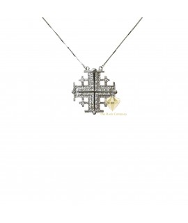 Diamond Jerusalem Cross Magnetic 14K White Gold 