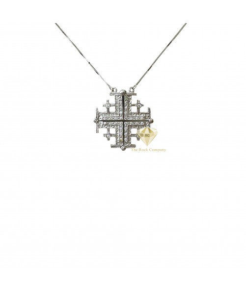 Diamond Jerusalem Cross Magnetic 14K White Gold 