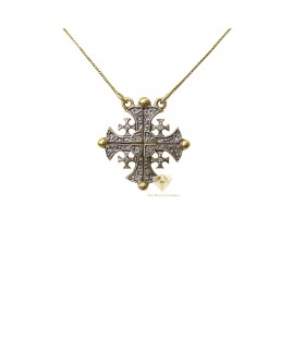 Diamond Jerusalem Cross Magnetic 14K Gold    