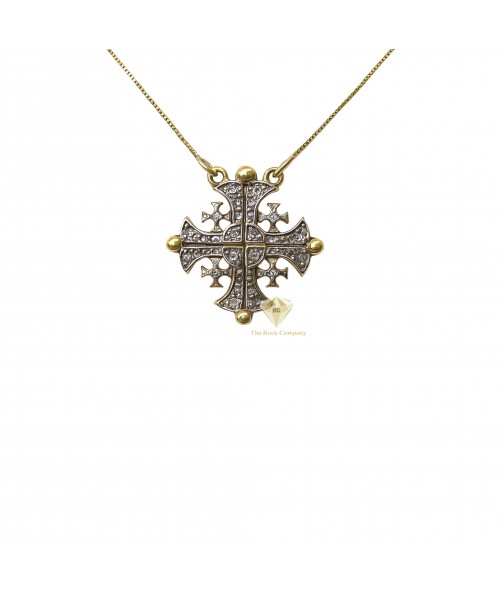 Diamond Jerusalem Cross Magnetic 14K Gold    