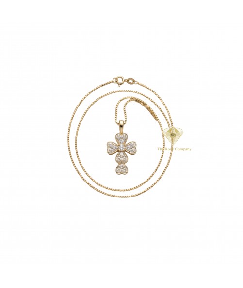 14K Yellow Gold Diamond Cross Necklace, Handmade in the Holy Land 14K Yellow Gold Diamond Cross Necklace, Handmade in the Holy Land