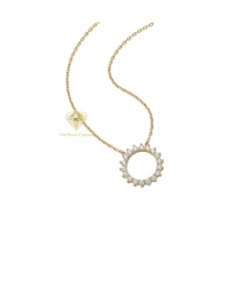 14K Yellow Gold Round Diamond Pendant, Handmade in the Holy Land