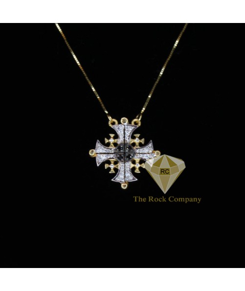 Diamond Jerusalem Cross Magnetic 14K Gold