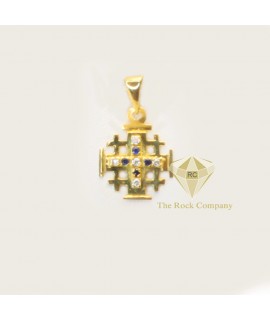 Diamond and Sapphire Jerusalem Cross Pendant