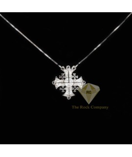 Diamond Jerusalem Open Cross Magnetic 14K White Gold 