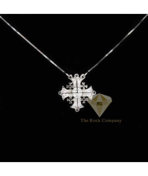 Diamond Jerusalem Open Cross Magnetic 14K White Gold 