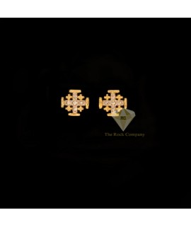 Diamond Jerusalem Cross Stud Earrings