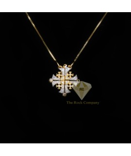 Diamond Jerusalem Cross Magnetic 14K Gold    