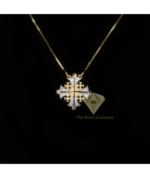 Diamond Jerusalem Cross Magnetic 14K Gold    