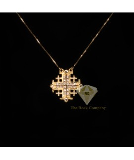 Diamond Jerusalem Opening Cross Magnetic 14K Gold    