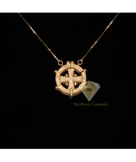 Round Diamond Jerusalem Cross Magnatic 14K Gold