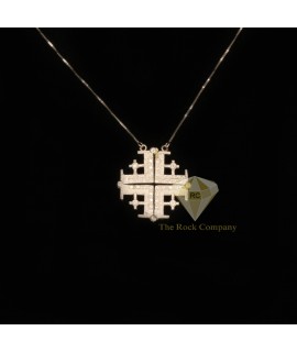 Diamond Jerusalem Cross Magnetic 14K White Gold 