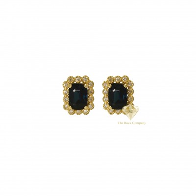 Sapphire & Diamond Stud Earrings in Yellow Gold