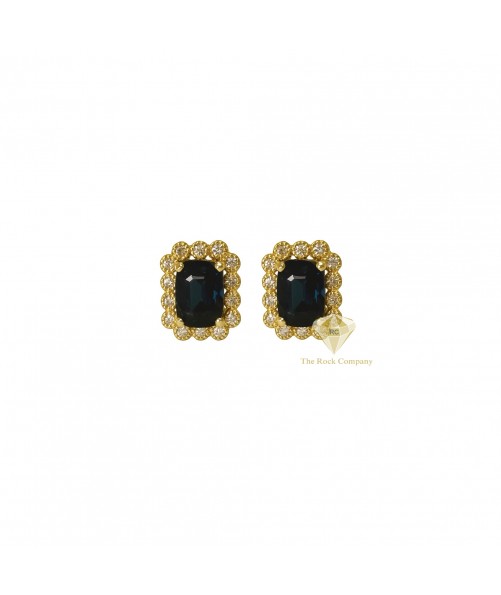 Sapphire & Diamond Stud Earrings in Yellow Gold