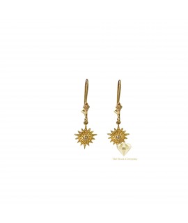 14K Diamond Star Of Bethlehem Dangling Earrings 