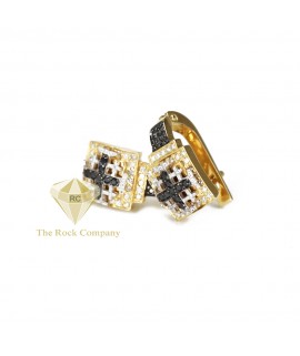 Black And White Diamond Jerusalem Cross Earrings