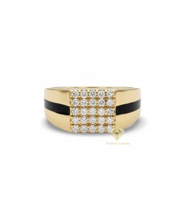 14K Yellow Gold Diamond Ring For Men, Elegant Fine Jewelry