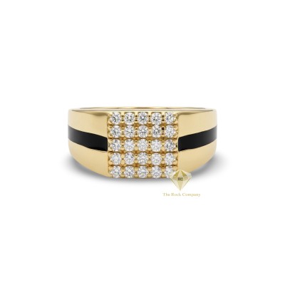 14K Yellow Gold Diamond Ring For Men, Elegant Fine Jewelry