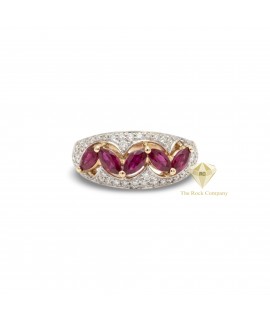 14K Yellow Gold Diamond and Ruby Women's Ring, Handmade in the Holy Land